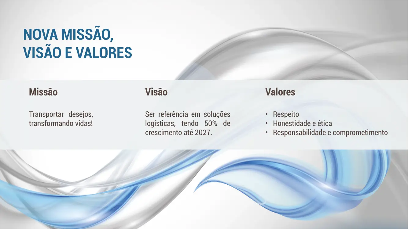 Exemplo de slide: missão, visão e valores